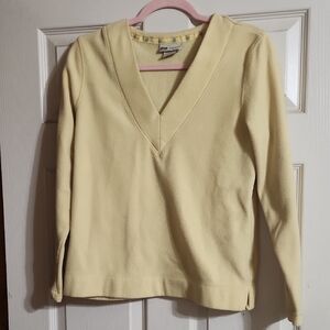 Cream V-Neck Sweater with Textured Knit